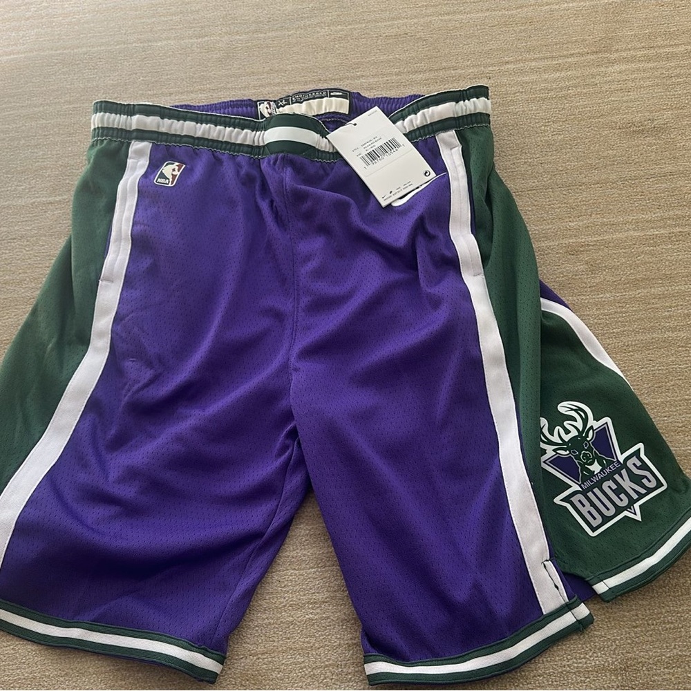 NBA Bucks Purple and Green Shorts Youth XL